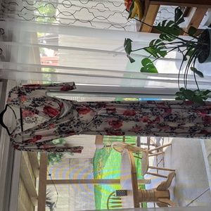 Pink Blush Floral 3/4 Sleeve Stretchy Faux Wrap Dress Large